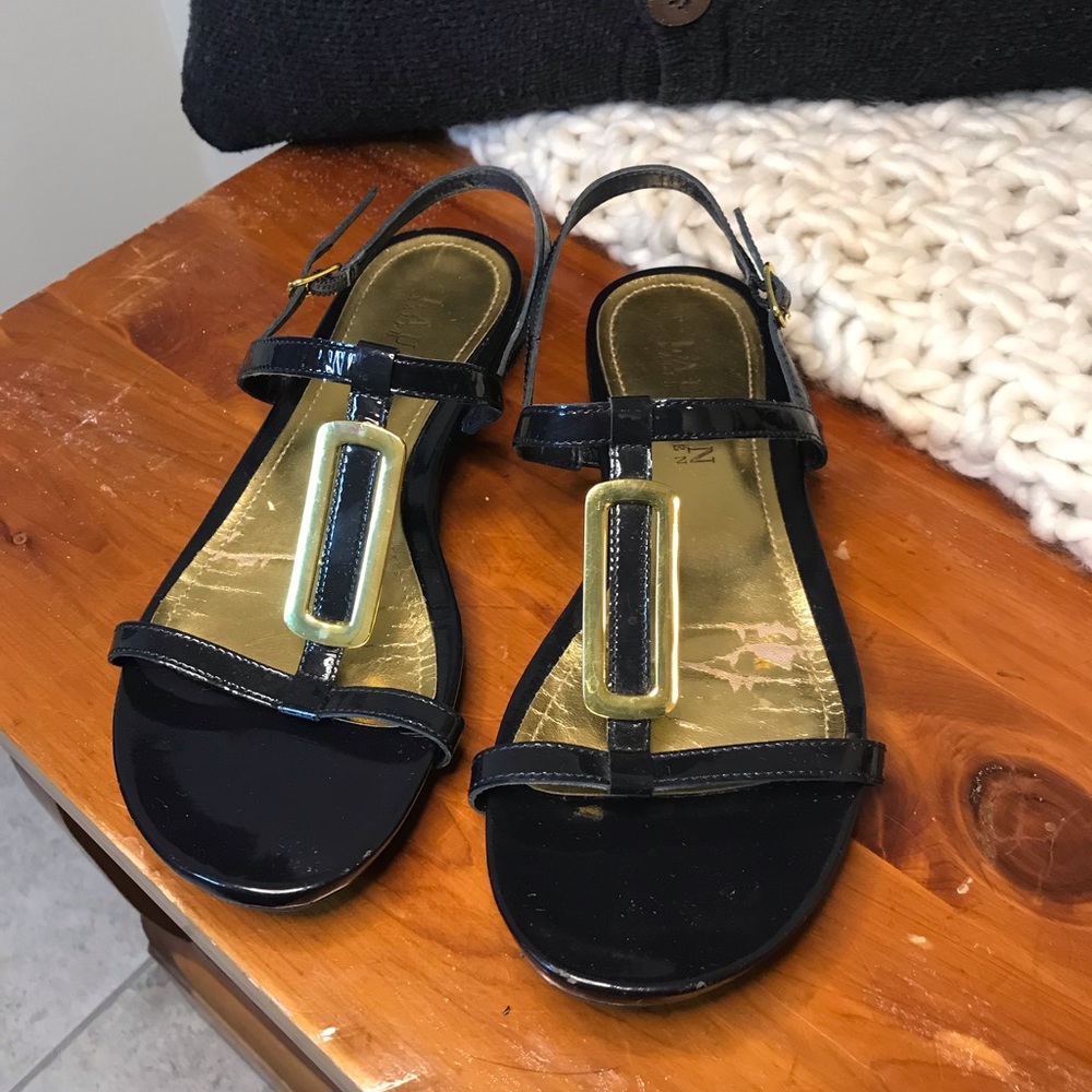 Lauren Ralph Lauren Gold & Black Sandals